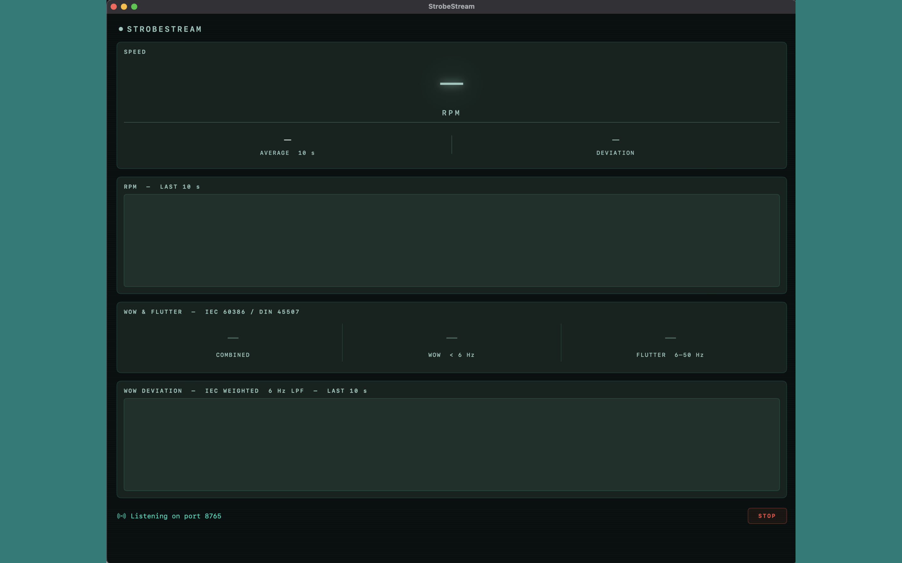 StrobeStream Mac screenshot — RPM display